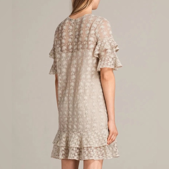 ALL SAINTS • HENRIETTA SHEER LACE RUFFLE DRESS - Picture 2 of 13